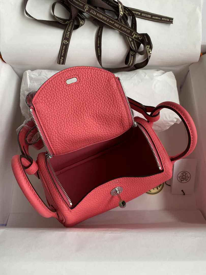 Hermes Lindy Mini Bag Pink Togo Leather Pink Hardware H8643 - Default Title - View 4