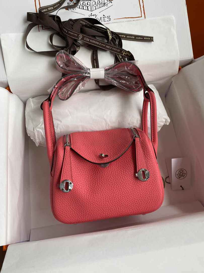 Hermes Lindy Mini Bag Pink Togo Leather Pink Hardware H8643 - Default Title - View 1