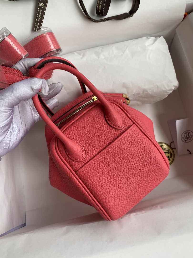 Hermes Lindy Mini Bag Pink Togo Leather Gold Hardware H8642 - Default Title - View 2
