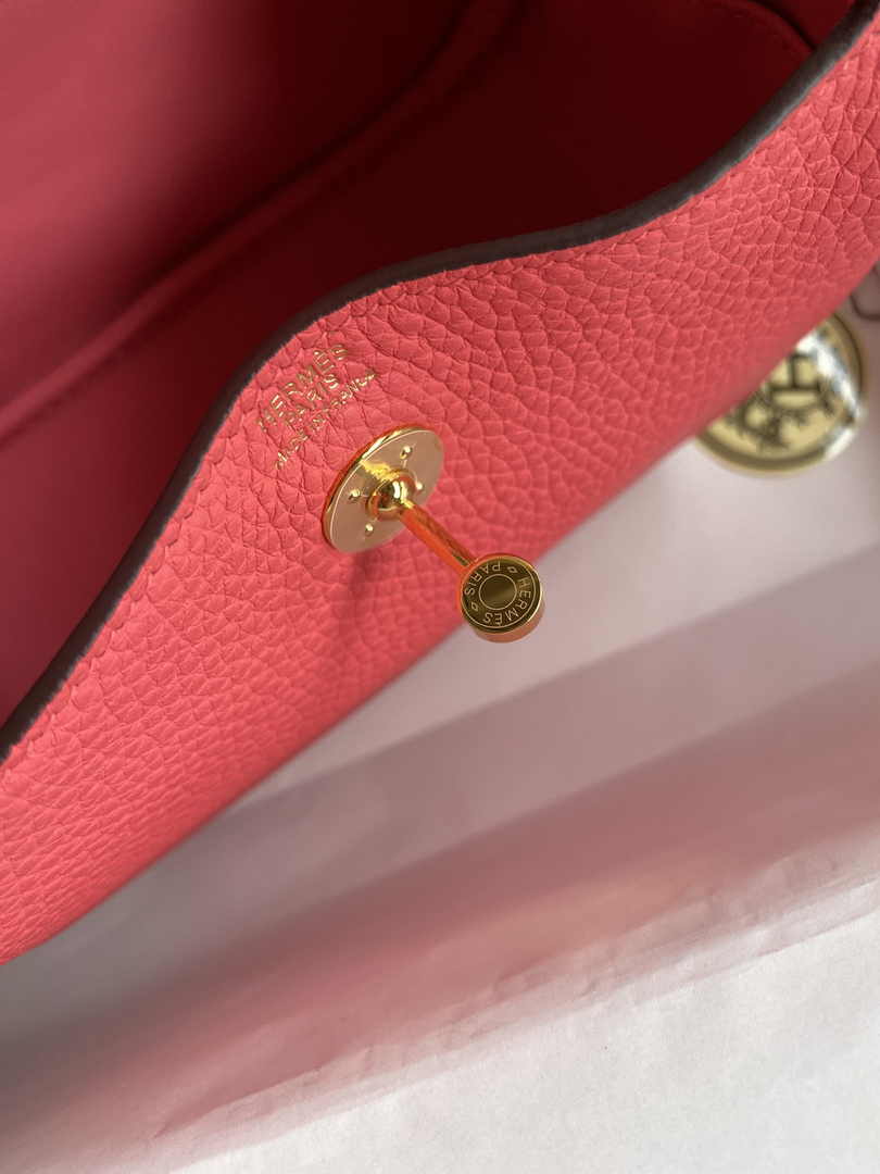 Hermes Lindy Mini Bag Pink Togo Leather Gold Hardware H8642 - Default Title - View 8