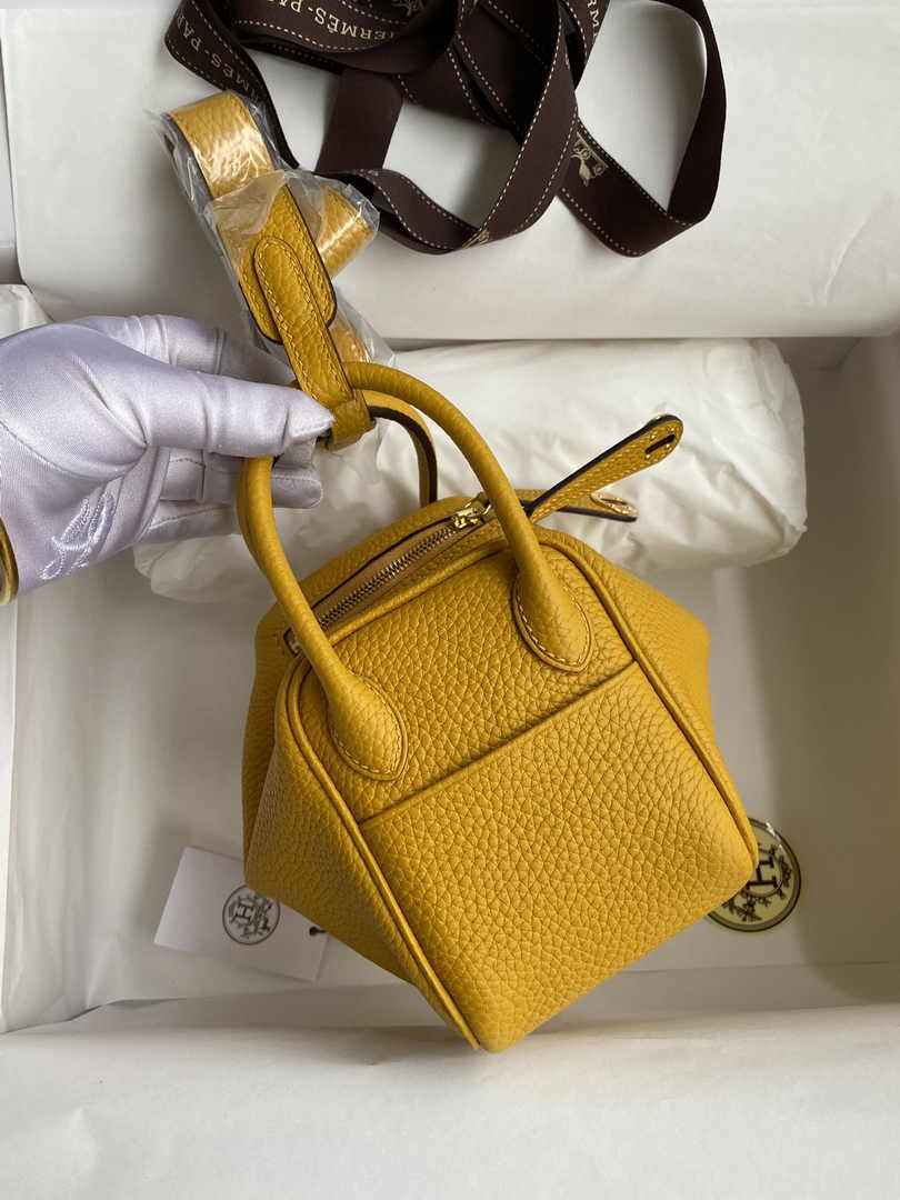 Hermes Lindy Mini Bag Yellow Togo Leather Gold Hardware H8644 - Default Title - View 2