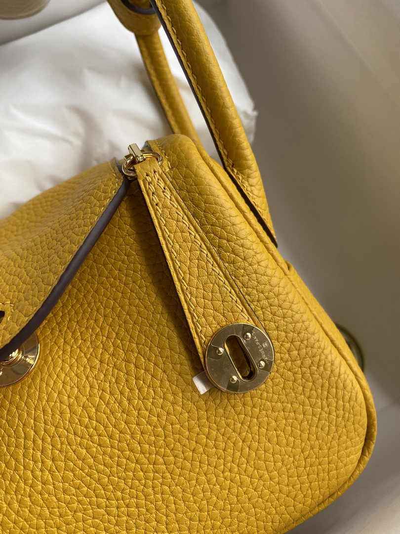 Hermes Lindy Mini Bag Yellow Togo Leather Gold Hardware H8644 - Default Title - View 4