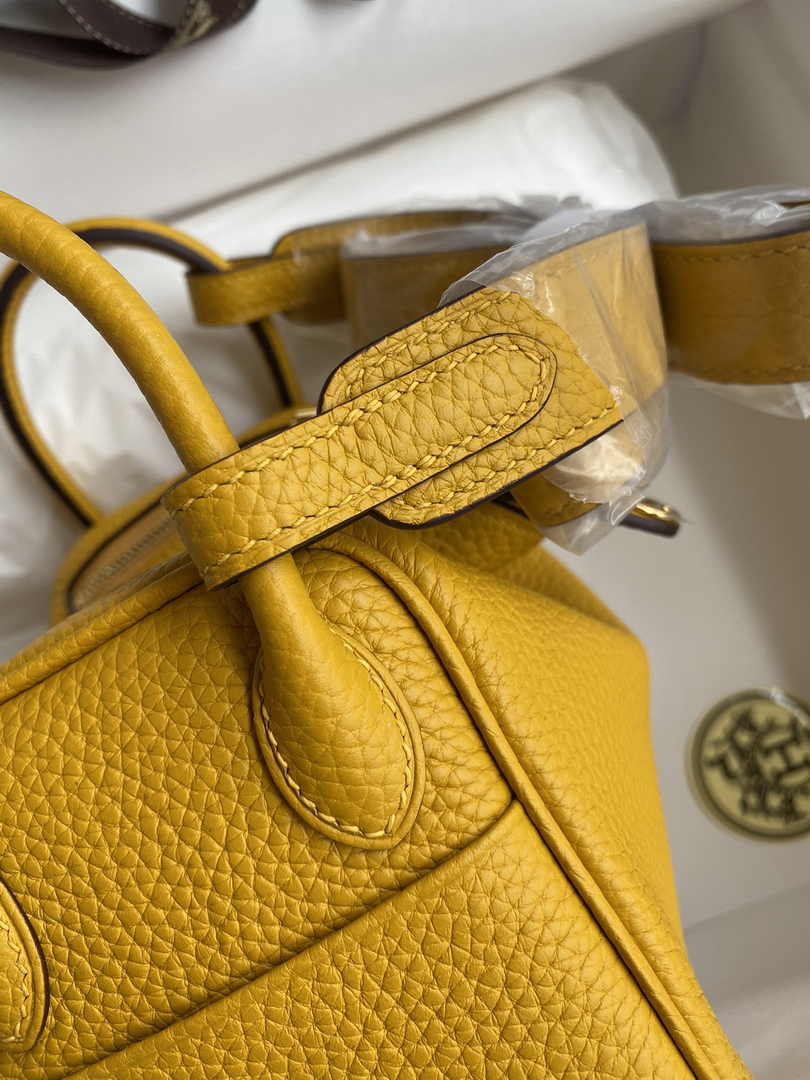 Hermes Lindy Mini Bag Yellow Togo Leather Gold Hardware H8644 - Default Title - View 5