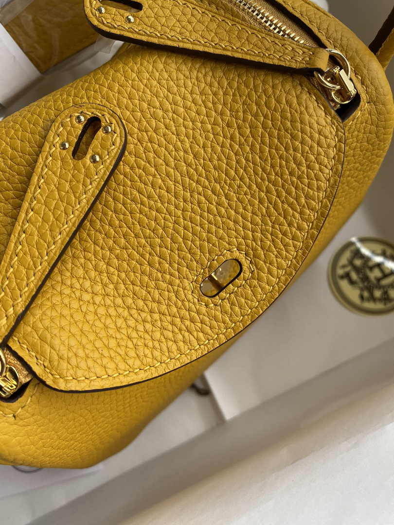 Hermes Lindy Mini Bag Yellow Togo Leather Gold Hardware H8644 - Default Title - View 6