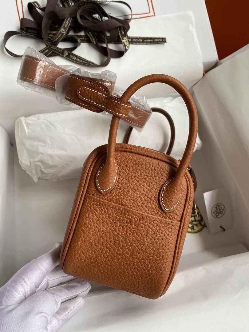 Hermes Lindy Mini Bag Tan Togo Leather Gold Hardware H8645 - Default Title - View 2
