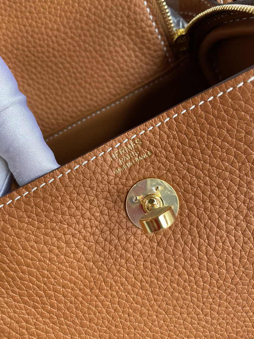 Hermes Lindy Mini Bag Tan Togo Leather Gold Hardware H8645 - Default Title - View 7