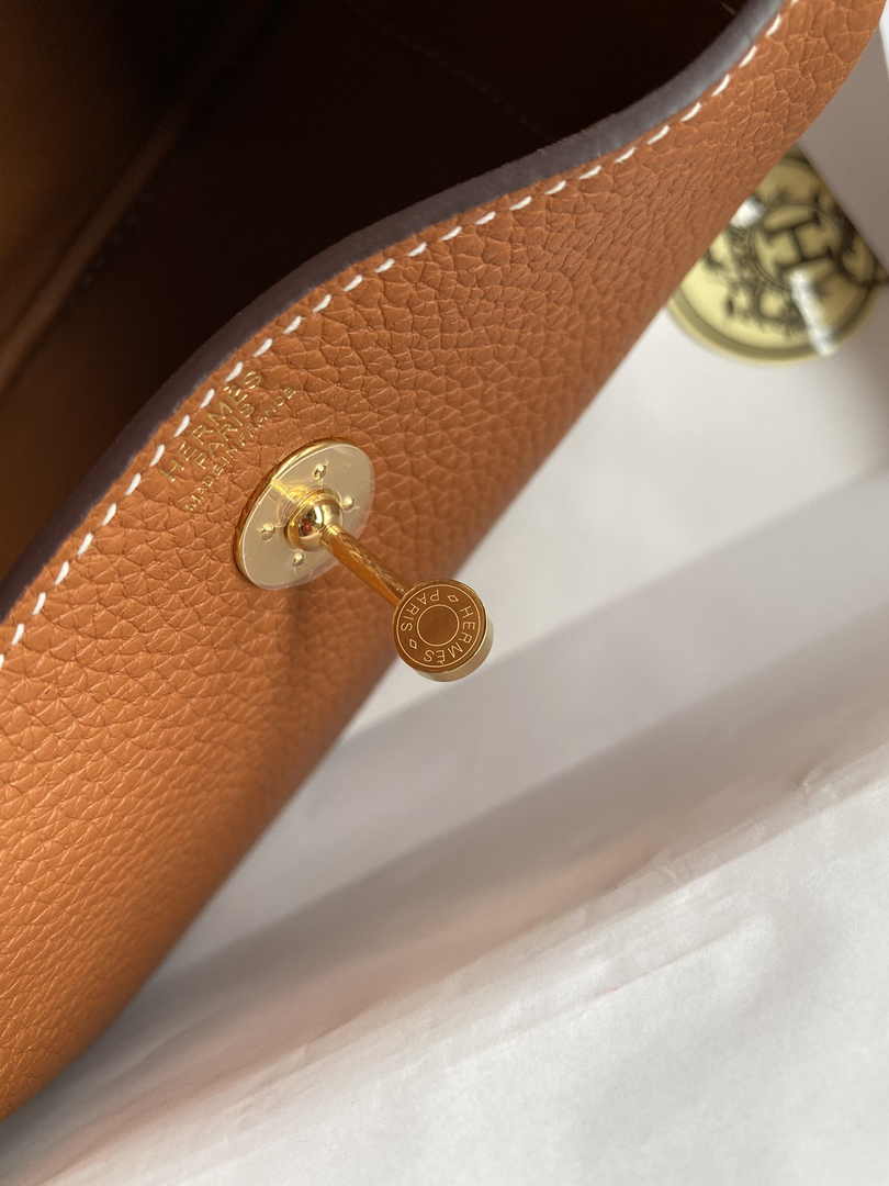 Hermes Lindy Mini Bag Tan Togo Leather Gold Hardware H8645 - Default Title - View 8