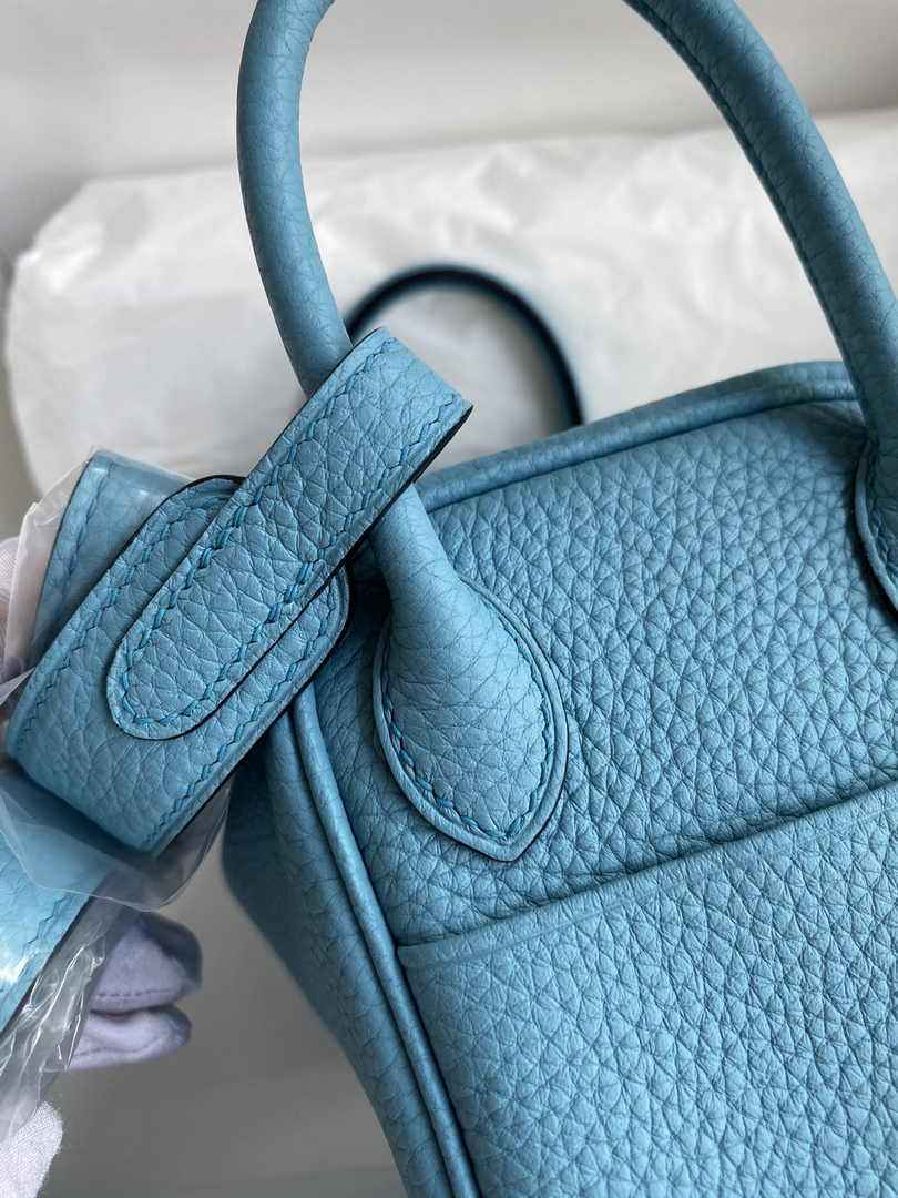 Hermes Lindy Mini Bag Blue Togo Leather Gold Hardware H8646 - Default Title - View 5