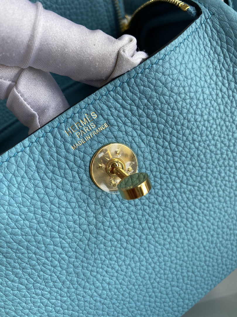 Hermes Lindy Mini Bag Blue Togo Leather Gold Hardware H8646 - Default Title - View 8