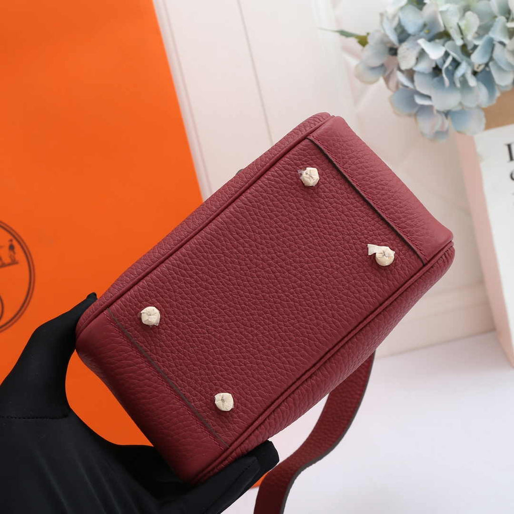 Hermes Lindy Mini Bag Wine Red Togo Leather Gold Hardware H8604 - Default Title - View 5