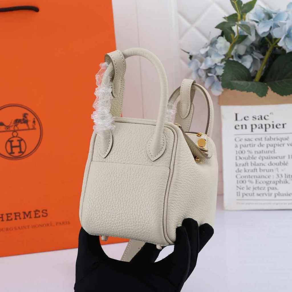Hermes Lindy Mini Bag Beige Togo Leather Gold Hardware H8605 - Default Title - View 3
