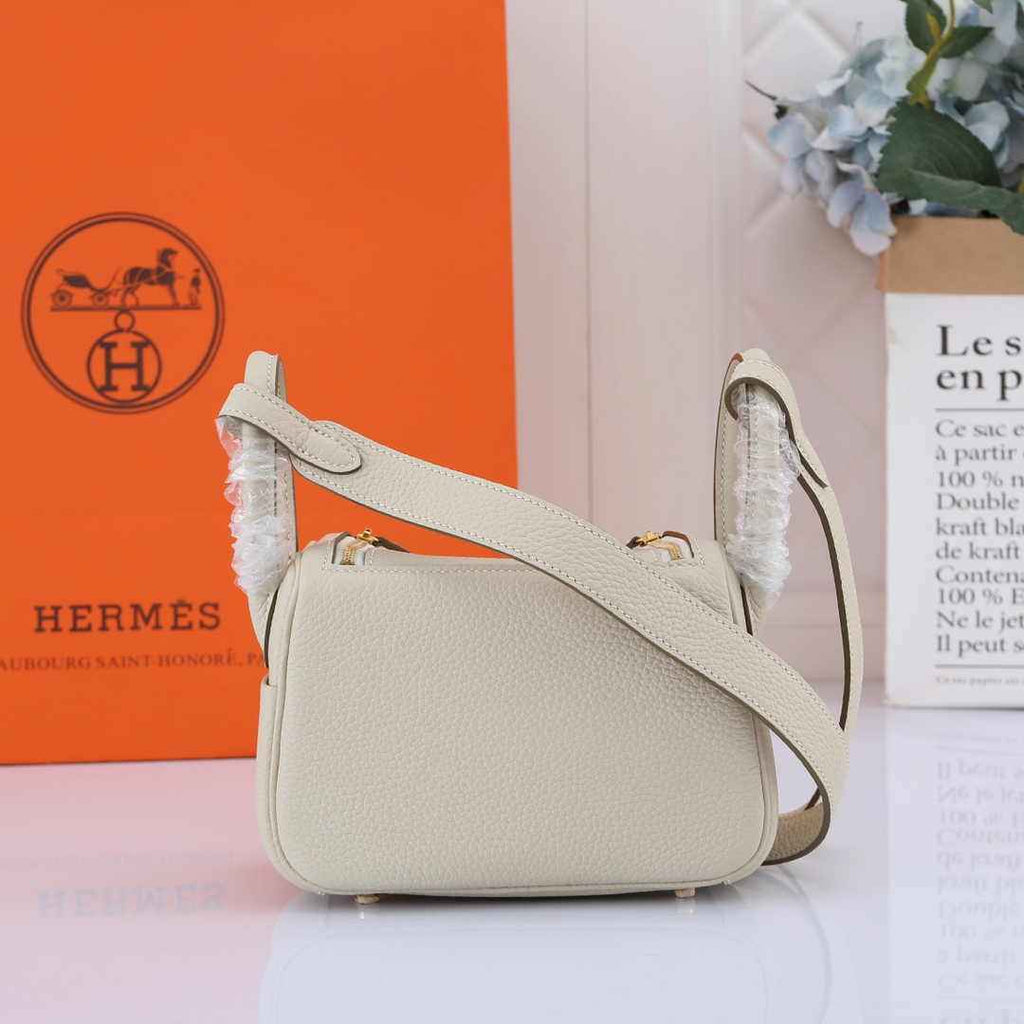 Hermes Lindy Mini Bag Beige Togo Leather Gold Hardware H8605 - Default Title - View 2