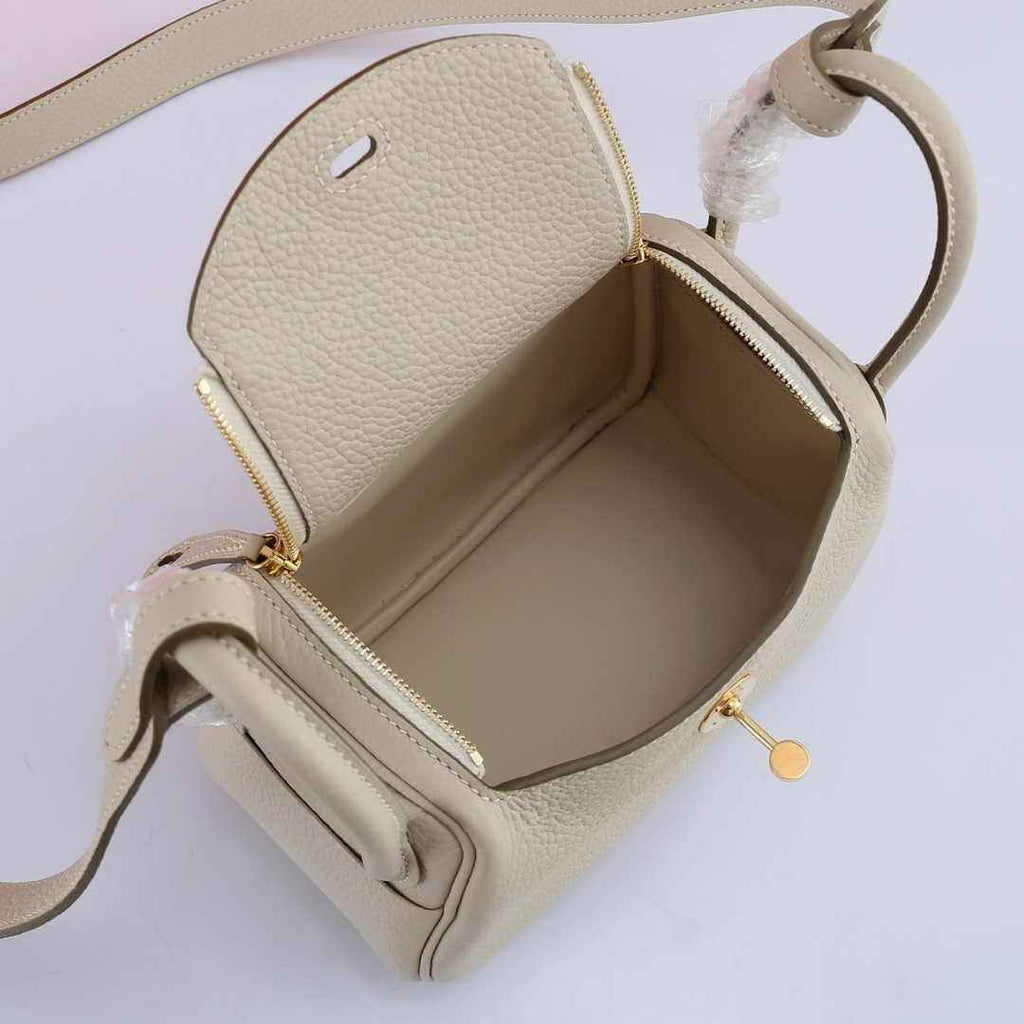 Hermes Lindy Mini Bag Beige Togo Leather Gold Hardware H8605 - Default Title - View 5