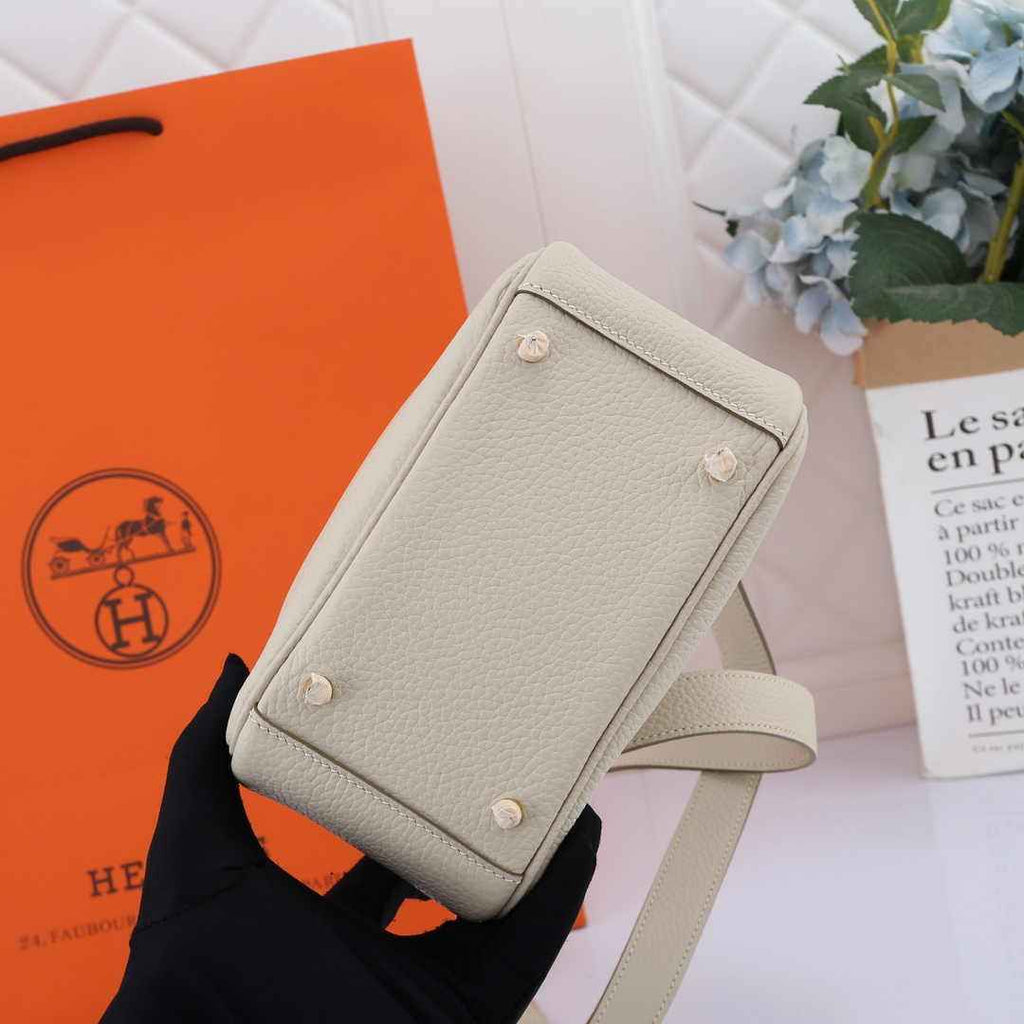 Hermes Lindy Mini Bag Beige Togo Leather Gold Hardware H8605 - Default Title - View 4