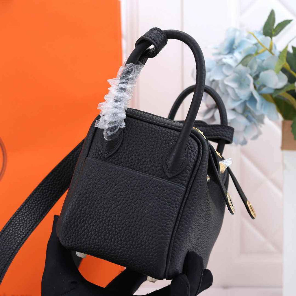 Hermes Lindy Mini Bag Black Togo Leather Gold Hardware H8608 - Default Title - View 3