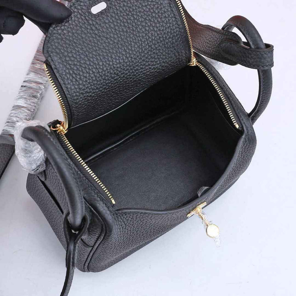 Hermes Lindy Mini Bag Black Togo Leather Gold Hardware H8608 - Default Title - View 5