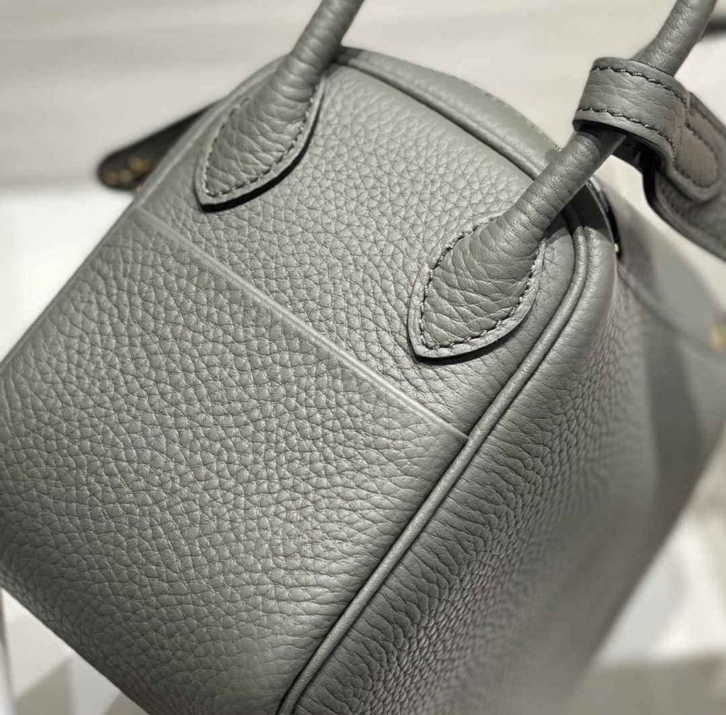 Hermes Lindy Mini Bag Gray Togo Leather Gold Hardware H8647 - Default Title - View 5
