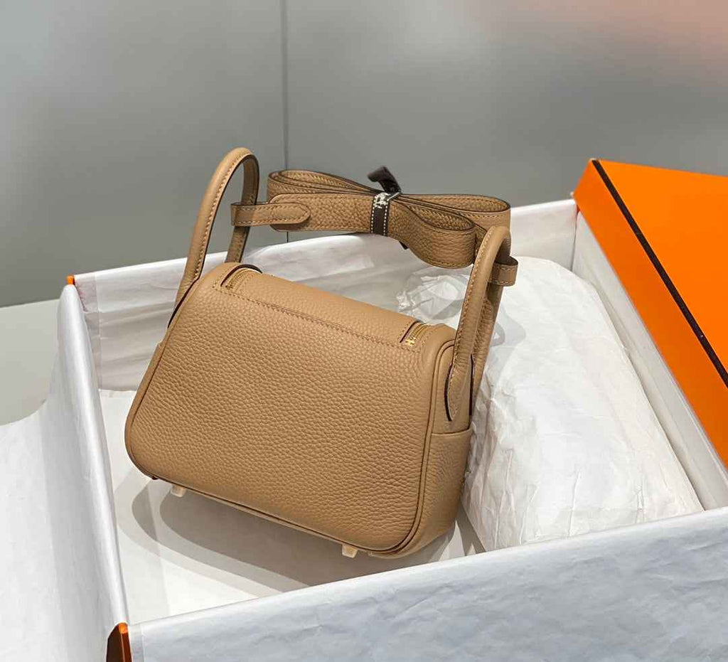 Hermes Lindy Mini Bag Light Brown Togo Leather Gold Hardware H8652 - Default Title - View 3