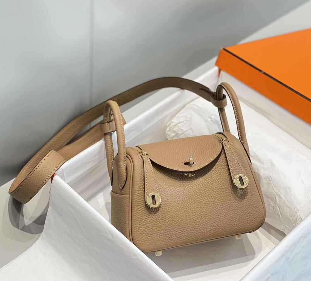 Hermes Lindy Mini Bag Light Brown Togo Leather Gold Hardware H8652 - Default Title - View 2