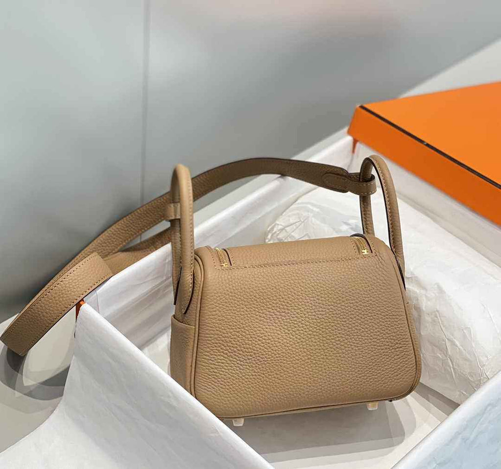 Hermes Lindy Mini Bag Light Brown Togo Leather Gold Hardware H8652 - Default Title - View 4