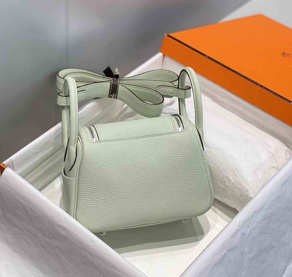 Hermes Lindy Mini Bag Light Green Togo Leather Gold Hardware H8651 - Default Title - View 3