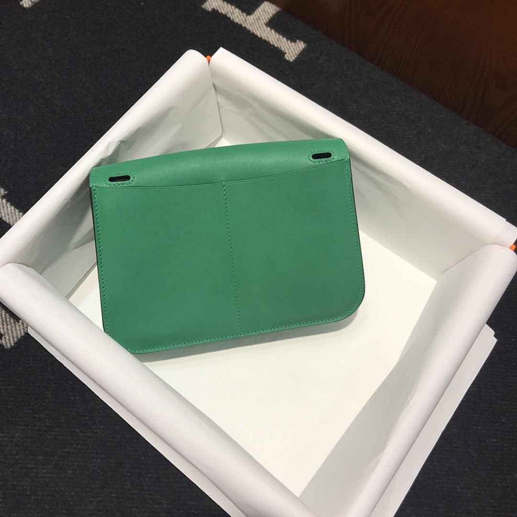 Hermes Mini Halzan 22 Bag Green Swift Leather H082133 - Default Title - View 4