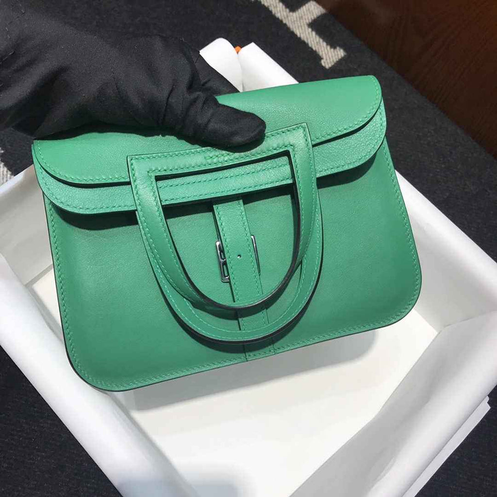 Hermes Mini Halzan 22 Bag Green Swift Leather H082133 - Default Title - View 3