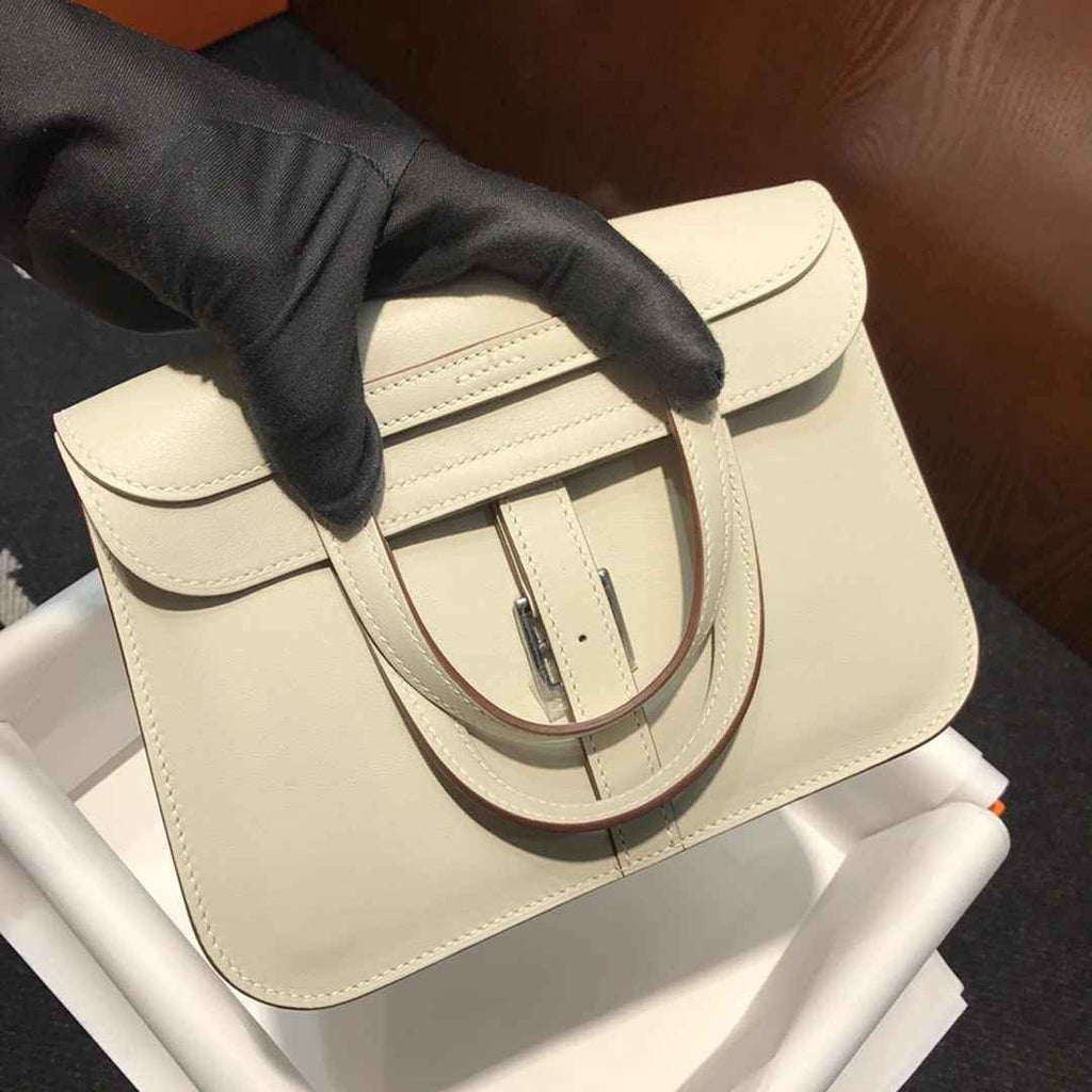 Hermes Mini Halzan 22 Bag Beige Swift Leather H082135 - Default Title - View 3