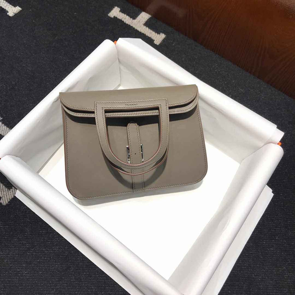 Hermes Mini Halzan 22 Bag Gray Swift Leather H082136 - Default Title - View 2