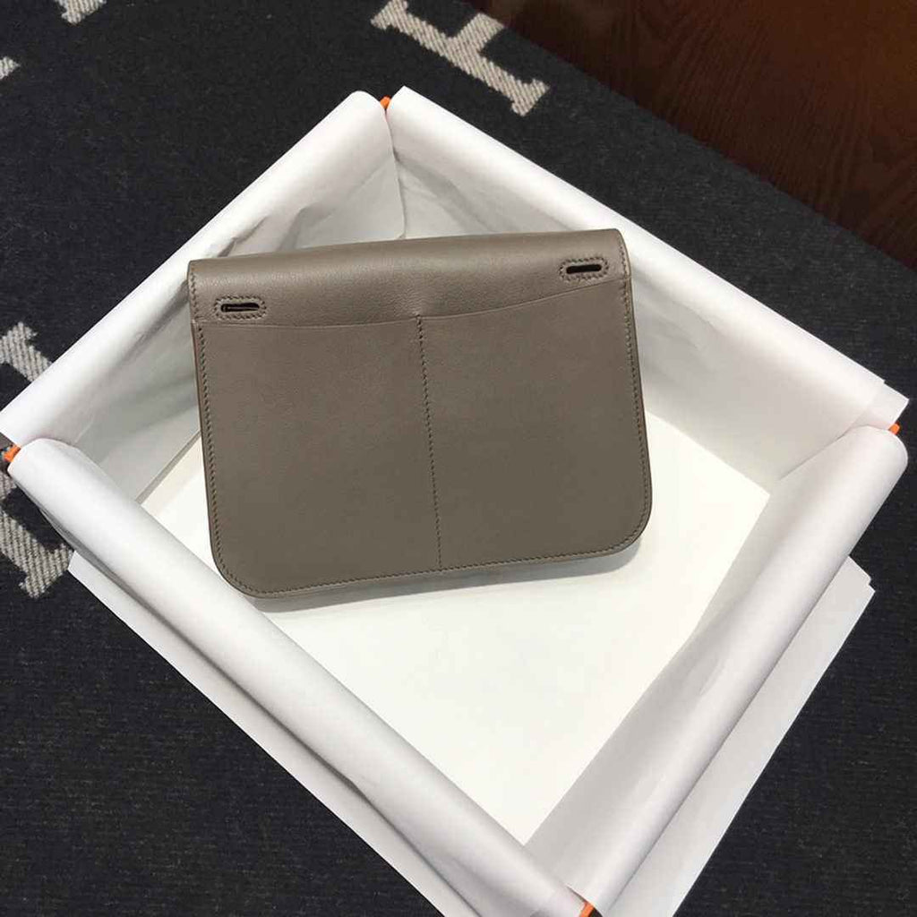 Hermes Mini Halzan 22 Bag Gray Swift Leather H082136 - Default Title - View 4