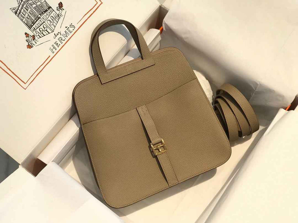 Hermes Mini Halzan 22 Bag Gray Togo Leather H082142 - Default Title - View 1
