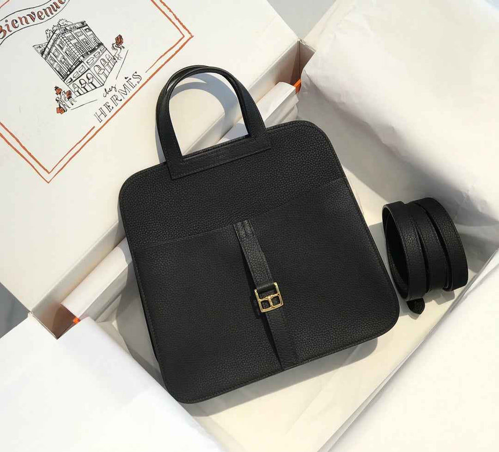 Hermes Mini Halzan 22 Bag Black Togo Leather H082140 - Default Title - View 1