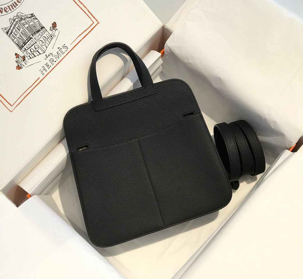 Hermes Mini Halzan 22 Bag Black Togo Leather H082140 - Default Title - View 3