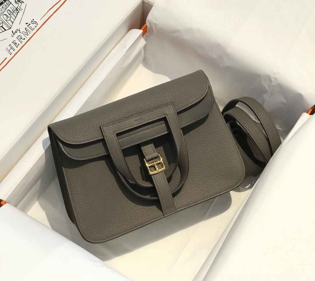 Hermes Mini Halzan 22 Bag Dark Gray Togo Leather H082143 - Default Title - View 2