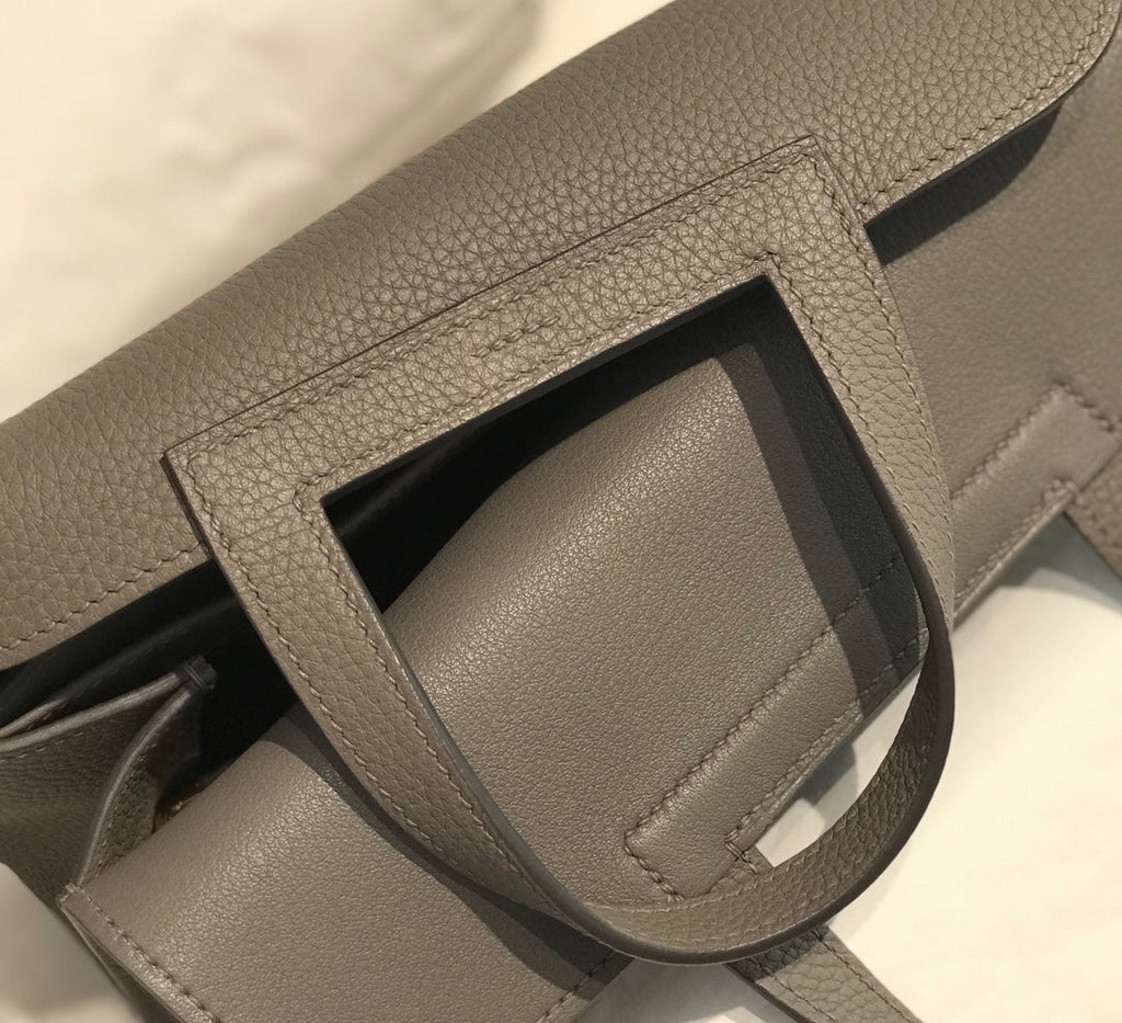 Hermes Mini Halzan 22 Bag Dark Gray Togo Leather H082143 - Default Title - View 5