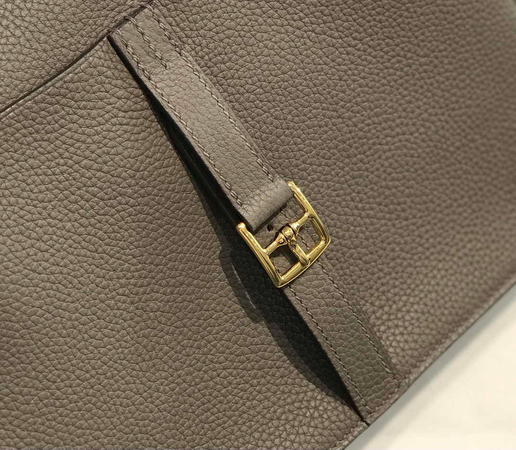 Hermes Mini Halzan 22 Bag Dark Gray Togo Leather H082143 - Default Title - View 6
