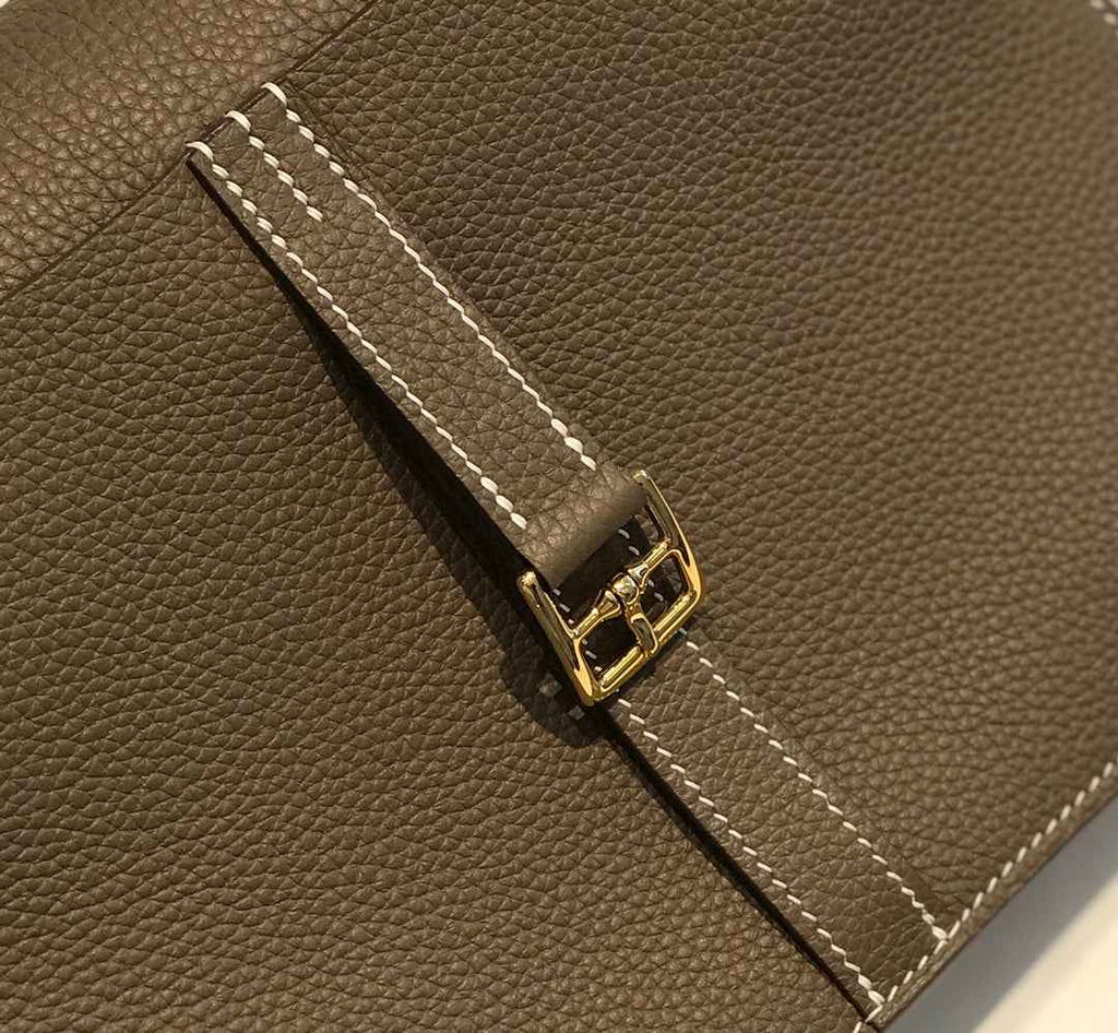 Hermes Mini Halzan 22 Bag Togo Gray Leather H082145 - Default Title - View 4