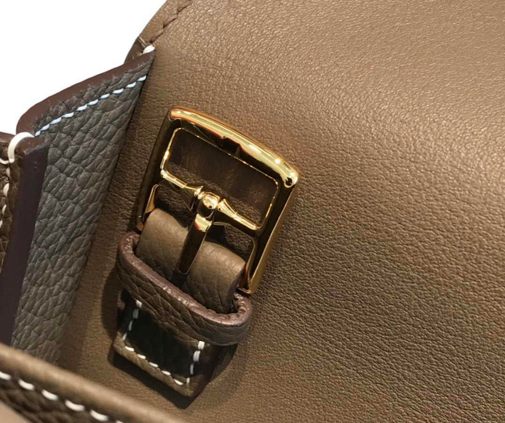 Hermes Mini Halzan 22 Bag Togo Gray Leather H082145 - Default Title - View 6