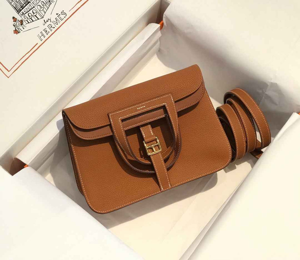 Hermes Mini Halzan 22 Bag Tan Togo Leather H082144 - Default Title - View 3