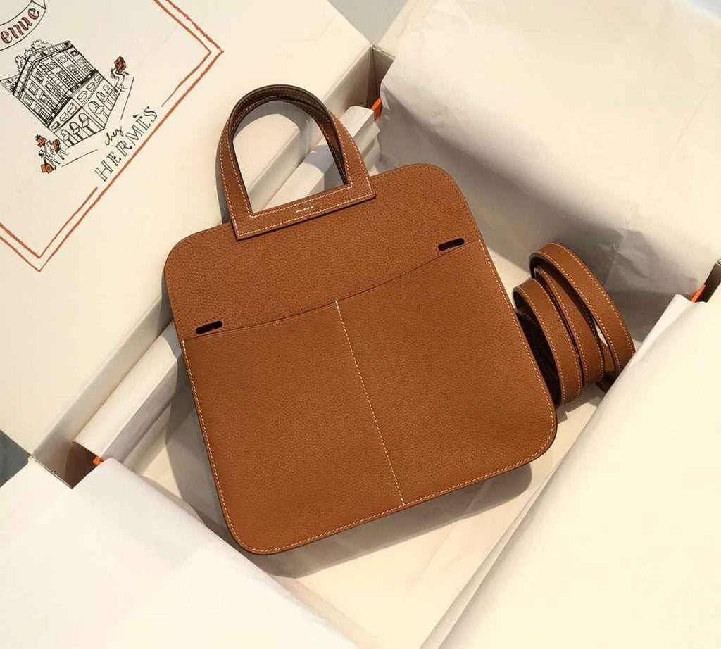 Hermes Mini Halzan 22 Bag Tan Togo Leather H082144 - Default Title - View 2