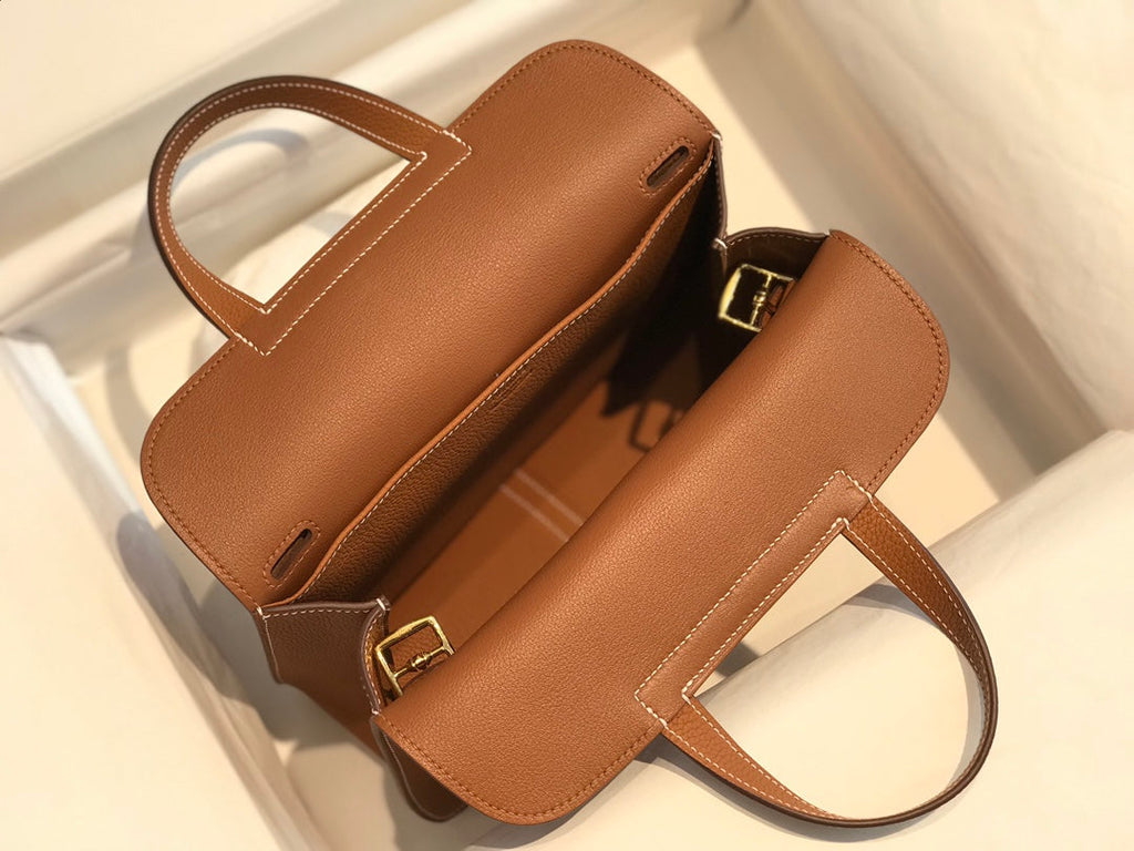 Hermes Mini Halzan 22 Bag Tan Togo Leather H082144 - Default Title - View 8