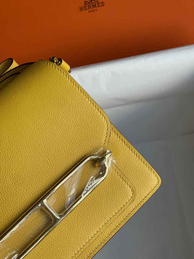 Hermès Mini Roulis Bag Yellow Evercolor Gold Hardware H50314 - Default Title - View 4
