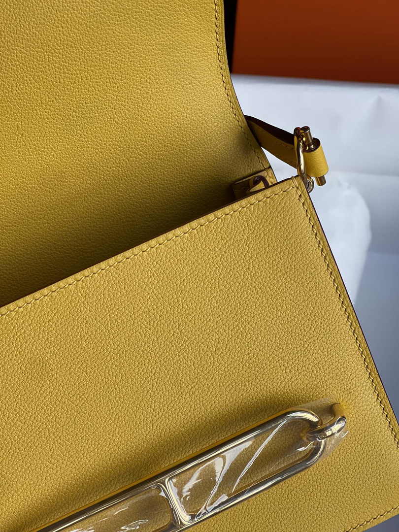 Hermès Mini Roulis Bag Yellow Evercolor Gold Hardware H50314 - Default Title - View 6