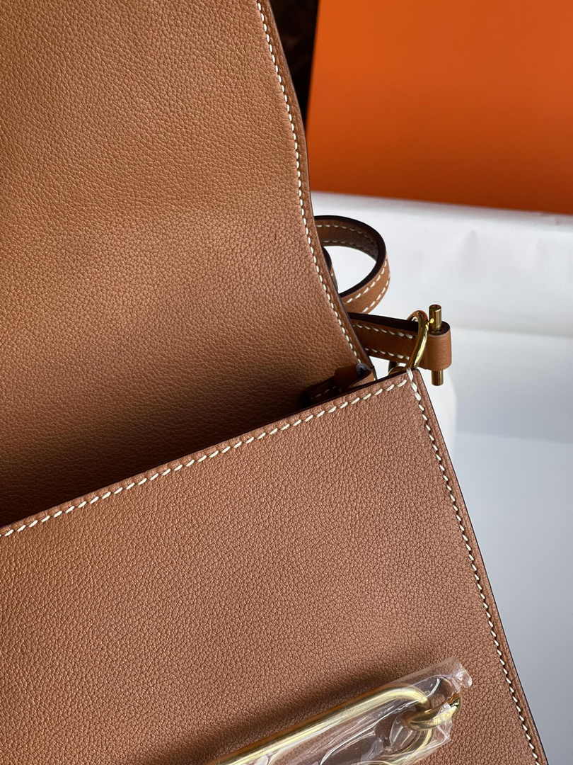 Hermès Mini Roulis Bag Brown Evercolor Gold Hardware H50319 - Default Title - View 6