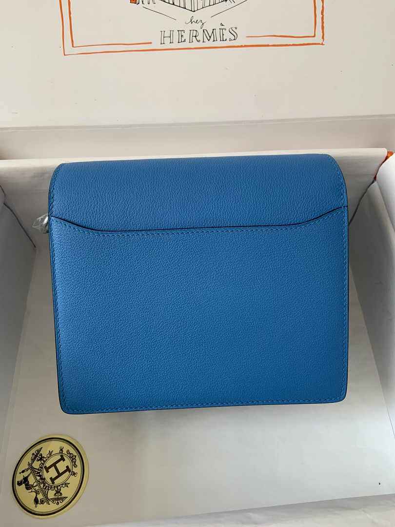 Hermès Mini Roulis Bag Light Blue Evercolor Silver Hardware H50322 - Default Title - View 3