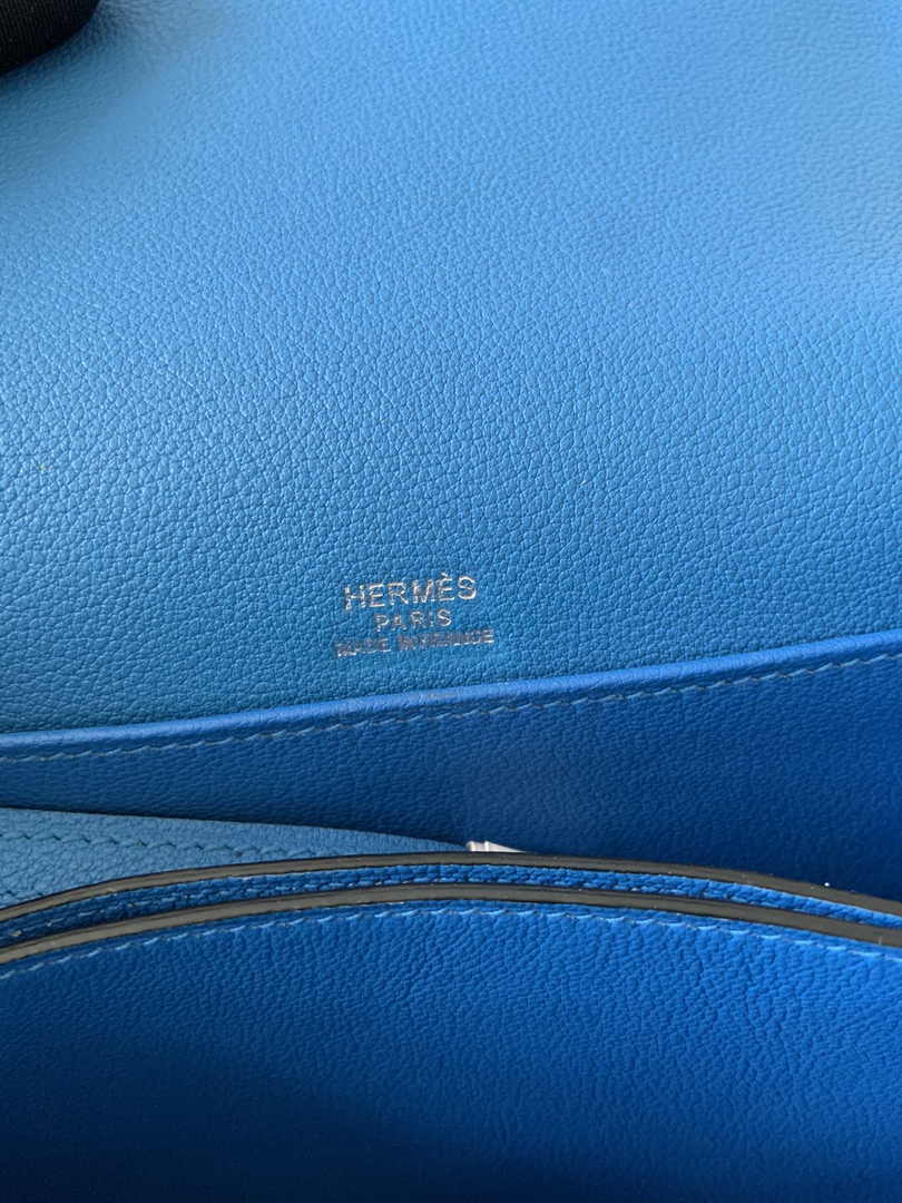 Hermès Mini Roulis Bag Light Blue Evercolor Silver Hardware H50322 - Default Title - View 9