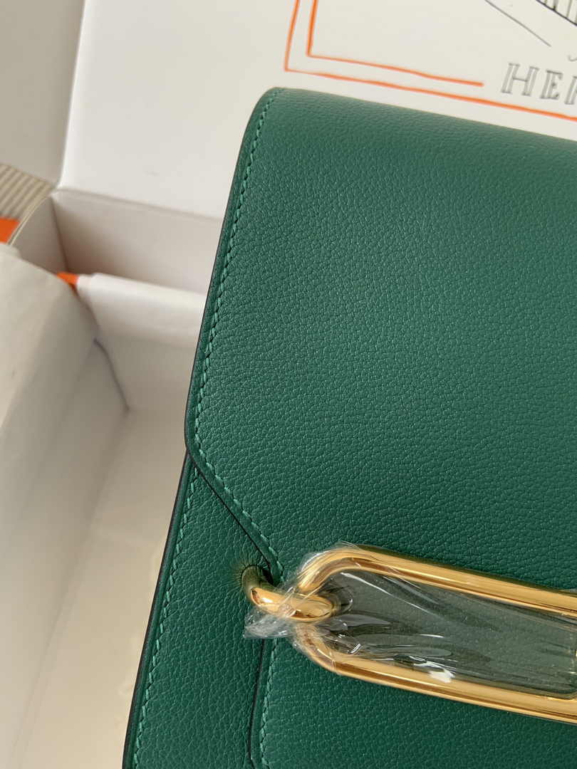 Hermès Mini Roulis Bag Green Evercolor Gold Hardware H50323 - Default Title - View 6