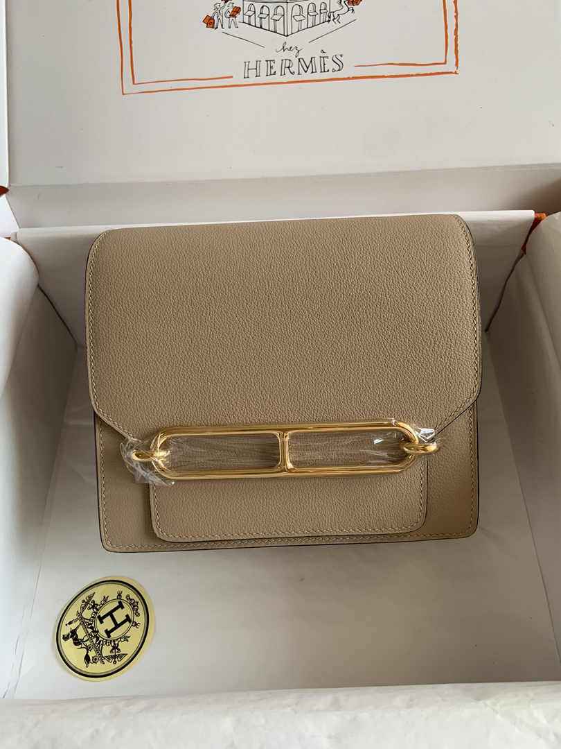 Hermès Mini Roulis Bag Apricot Evercolor Gold Hardware H50331 - Default Title - View 1