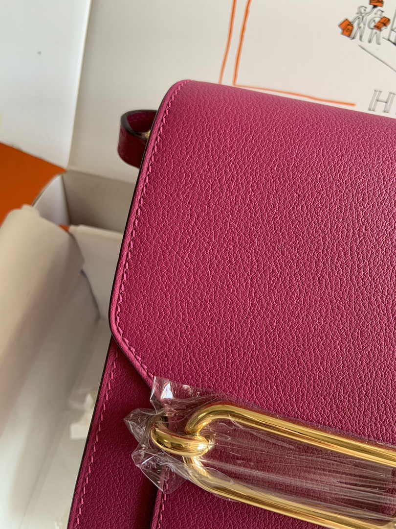 Hermès Mini Roulis Bag Pink Purple Evercolor Gold Hardware H50325 - Default Title - View 6
