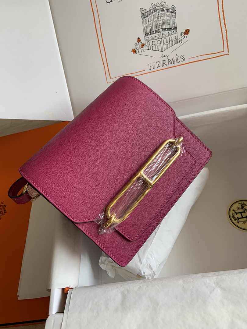 Hermès Mini Roulis Bag Pink Purple Evercolor Gold Hardware H50325 - Default Title - View 2